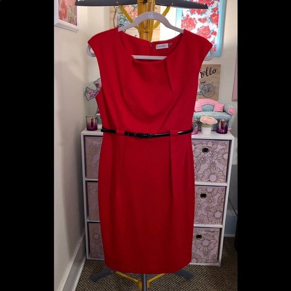 💕SOLD💕 Red Calvin Klein Dress Size 10